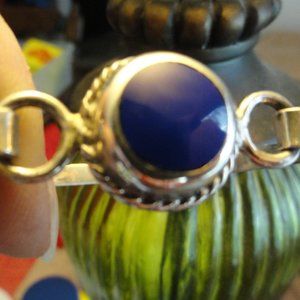 Sterling Silver Bracelet with Blue Stone